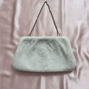 VINTAGE MAGID small beaded bag with an inset clover/shamrock